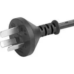 Power cord, China, plug type I, straight on C13 socket, straight, RVV 300/500 3x1.0 mm², black, 2 m, 6051.2032