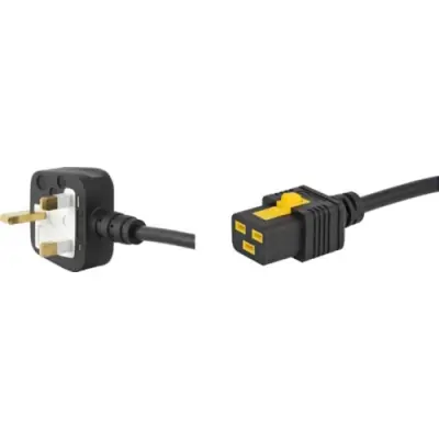 Power cord, UK, plug type G, angled on C19 socket, straight, H05VV-F3G1.5 mm², black, 2 m, 6051.2048 - 1