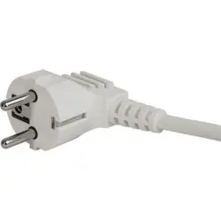 Power cord, Europe, plug type E + F, angled on C13 socket, straight, H05VV-F3G1.0 mm², white, 3 m, 6051.2094