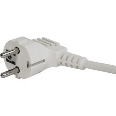 Power cord, Europe, plug type E + F, angled on C13 socket, straight, H05VV-F3G1.0 mm², white, 3 m, 6051.2094 - 1