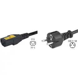 Power cord, Europe, plug type E + F, straight on C13 socket, straight, H05VV-F3G1.0 mm², black, 5 m, 6051.2153