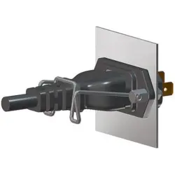 Panel plug C14, 3 pole, screw mounting, plug-in connection, black, 6100.3300.33