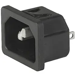 Panel plug C14, 3 pole, snap-in, plug-in connection, black, 6100.4312