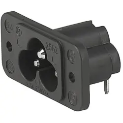 Panel plug C6, 3 pole, screw mounting, PCB connection, black, 6160.0002