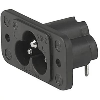 Panel plug C6, 3 pole, screw mounting, PCB connection, black, 6160.0002 - 1