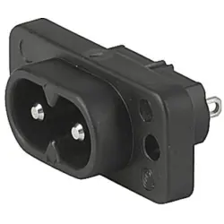 Panel plug C8, 2 pole, screw mounting, plug-in connection, black, 6160.0016