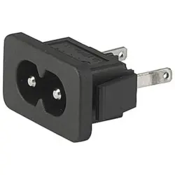 Panel plug C8, 2 pole, snap-in, plug-in connection, black, 6160.0027