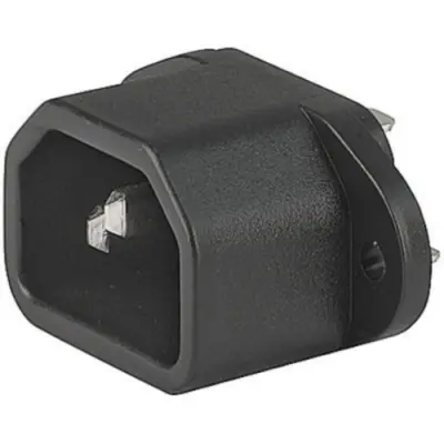 Panel plug C14, 3 pole, screw mounting, solder connection, black, 6162.0040 - 1
