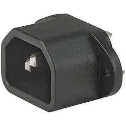 Panel plug C14, 3 pole, screw mounting, plug-in connection, black, 6162.0043