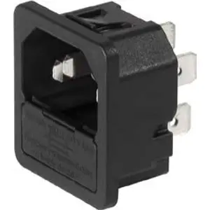 Combination element plug C14, 3 pole, snap-in, solder connection, black, 6200.4130 - 1