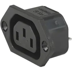 Panel socket F, 3 pole, screw mounting, plug-in connection, black, 6600.3200