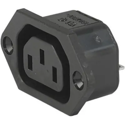 Panel socket F, 3 pole, screw mounting, plug-in connection, black, 6600.3300.21 - 1