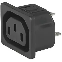 Panel socket F, 3 pole, snap-in, plug-in connection, black, 6600.4325.21