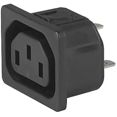 Panel socket F, 3 pole, snap-in, plug-in connection, black, 6600.4325.21 - 1