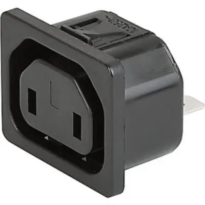 Panel socket H, 2 pole, snap-in, plug-in connection, black, 6602.4330 - 1