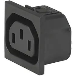 Panel socket F, 3 pole, snap-in, PCB connection, black, 6650.4525