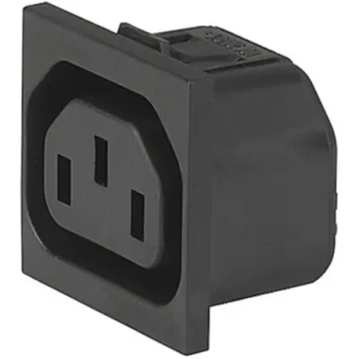 Panel socket F, 3 pole, snap-in, PCB connection, black, 6650.4525 - 1