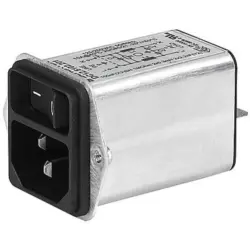 Suppressor filter IEC plug C14, 50 to 60 Hz, 6 A, 250 VAC, 800 µH, faston plug 6.3 mm, DC12.4102.103