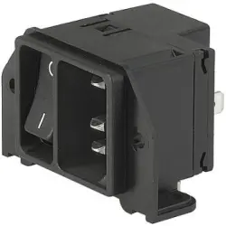 Combination element plug C14, 3 pole, screw mounting, PCB connection, black, DC21.0021.1111