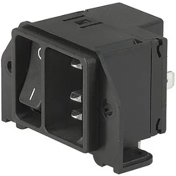 Combination element plug C14, 3 pole, screw mounting, PCB connection, black, DC21.0021.1111 - 1