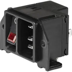 Combination element plug C14, 3 pole, screw mounting, PCB connection, black, DC21.0023.1111