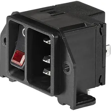 Combination element plug C14, 3 pole, screw mounting, PCB connection, black, DC21.0023.1111 - 1