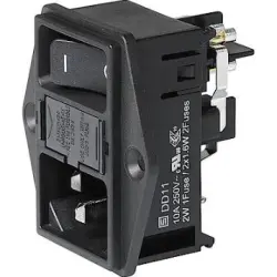 Combination element plug C14, 3 pole, screw mounting, plug-in connection, black, DD11.0111.1110