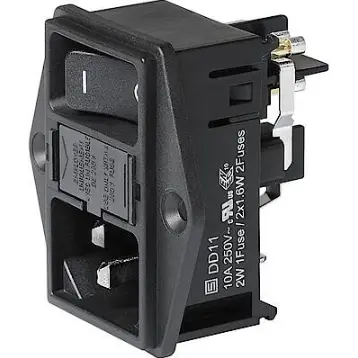 Combination element plug C14, 3 pole, screw mounting, plug-in connection, black, DD11.0111.1111 - 1