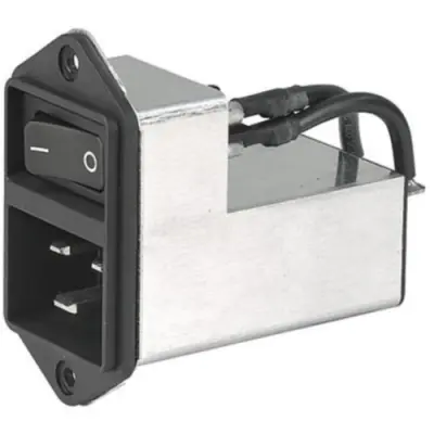 Suppressor filter IEC plug C20, 50 to 60 Hz, 16 A, 250 VAC, 600 µH, faston plug 6.3 mm, EC12.2201.001.21 - 1