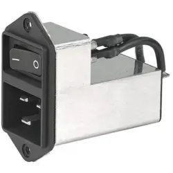 Suppressor filter IEC plug C20, 50 to 60 Hz, 16 A, 250 VAC, 600 µH, faston plug 6.3 mm, EC12.2201.001.21