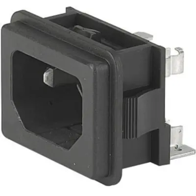 Combination element plug C14, 3 pole, snap-in, plug-in connection, black, GSF2.1011.01 - 1