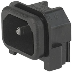 Panel plug C14, 3 pole, screw mounting, plug-in connection, black, GSP2.9103.15