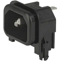 Panel plug C14, 3 pole, snap-in, plug-in connection, black, GSP2.9213.16