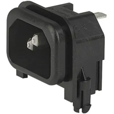 Panel plug C14, 3 pole, snap-in, plug-in connection, black, GSP2.9213.16 - 1