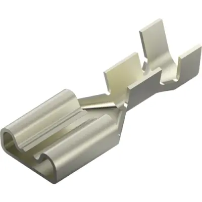 Uninsulated flat plug sleeve, 6.35 x 0.81 mm, 0.4 to 0.8 mm², AWG 22 to 18, steel, nickel-plated, 2238143-1 - 1