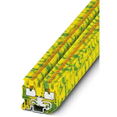 Protective conductor terminal, push-in connection, 0.14-1.5 mm², 2 pole, 6 kV, yellow/green, 3248110 - 1