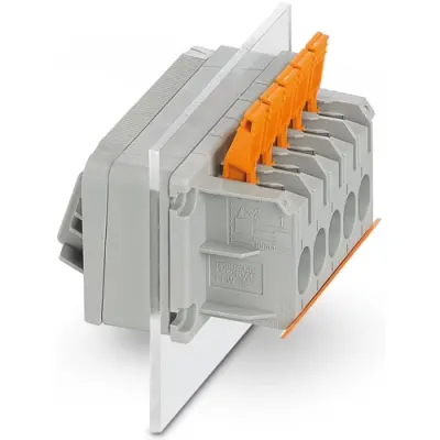 Feed through terminal, 5 pole, 2.5-10 mm², clamping points: 10, gray, push-in spring connection, 41 A, 1821083 - 1