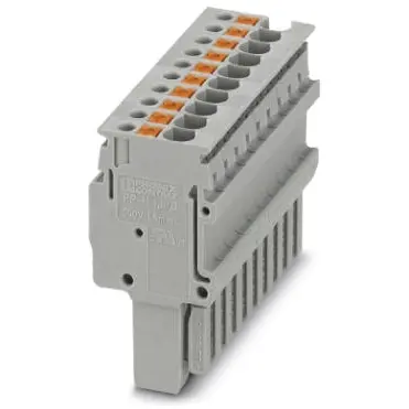 Plug, push-in connection, 0.14-1.5 mm², 10 pole, 17.5 A, 6 kV, gray, 3212594 - 1