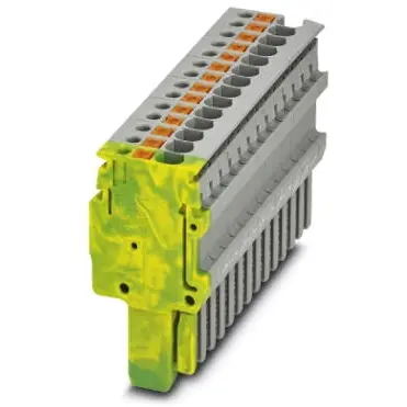 Plug, push-in connection, 0.14-1.5 mm², 14 pole, 17.5 A, 6 kV, green/yellow/gray, 3212634 - 1