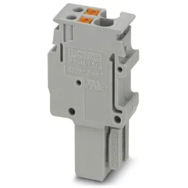 Plug, push-in connection, 0.14-1.5 mm², 2 pole, 17.5 A, 6 kV, gray, 3212510 - 1