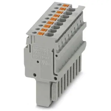 Plug, push-in connection, 0.14-1.5 mm², 9 pole, 17.5 A, 6 kV, gray, 3212581 - 1