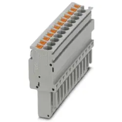 Plug, push-in connection, 0.14-4.0 mm², 12 pole, 24 A, 6 kV, gray, 3209976