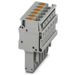 Plug, push-in connection, 0.2-6.0 mm², 6 pole, 32 A, 8 kV, gray, 3212041