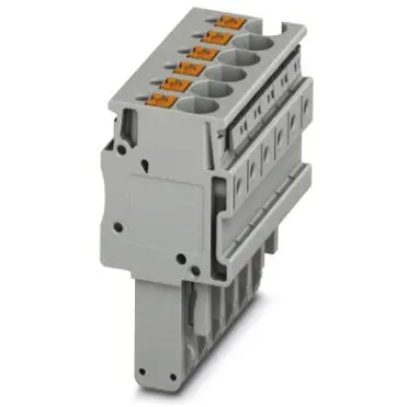 Plug, push-in connection, 0.2-6.0 mm², 6 pole, 32 A, 8 kV, gray, 3212041 - 1