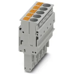 Plug, push-in connection, 0.5-10 mm², 5 pole, 41 A, 8 kV, gray, 3061606