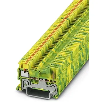 Protective conductor terminal, push-in connection, 0.14-1.5 mm², 2 pole, 6 kV, yellow/green, 3212332 - 1