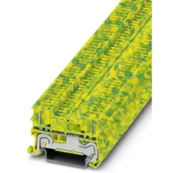Protective conductor terminal, push-in connection, 0.14-1.5 mm², 2 pole, 6 kV, yellow/green, 3213810