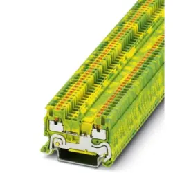 Protective conductor terminal, push-in connection, 0.14-1.5 mm², 2 pole, 6 kV, yellow/green, 3208139