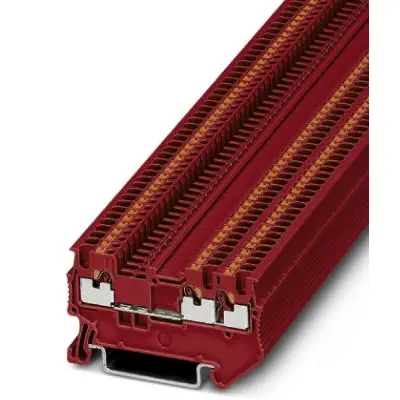 Through terminal block, push-in connection, 0.14-1.5 mm², 3 pole, 17.5 A, 6 kV, red, 3208156 - 1