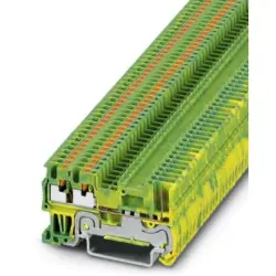 Protective conductor terminal, push-in connection, 0.14-1.5 mm², 3 pole, 6 kV, yellow/green, 3212374